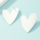 White Enamel & Silver-Plated Heart Stud Earrings