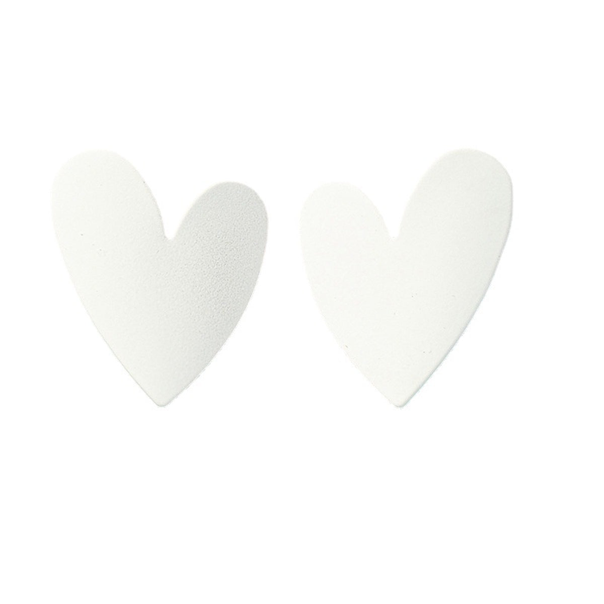 White Enamel & Silver-Plated Heart Stud Earrings