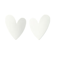 White Enamel & Silver-Plated Heart Stud Earrings