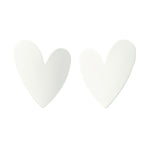 White Enamel & Silver-Plated Heart Stud Earrings