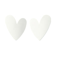 White Enamel & Silver-Plated Heart Stud Earrings