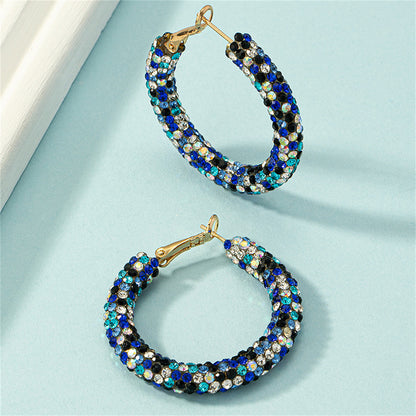 Blue Cubic Zirconia and 18K Gold-Plated Hoop Earrings, everyday style, styled look
