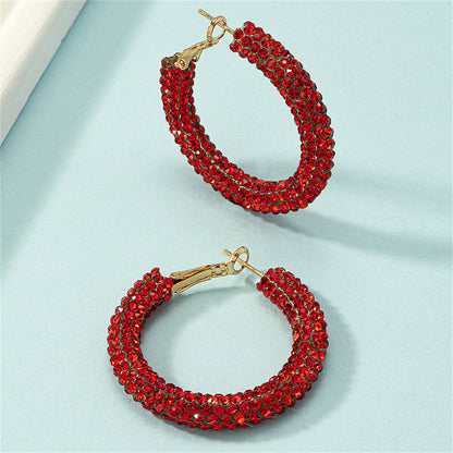 Red Cubic Zirconia and 18K Gold-Plated Hoop Earrings, everyday style, lifestyle look