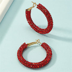 Red Cubic Zirconia & 18K Gold-Plated Hoop Earrings
