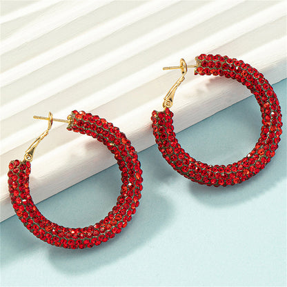 Red Cubic Zirconia and 18K Gold-Plated Hoop Earrings, everyday style, styled look