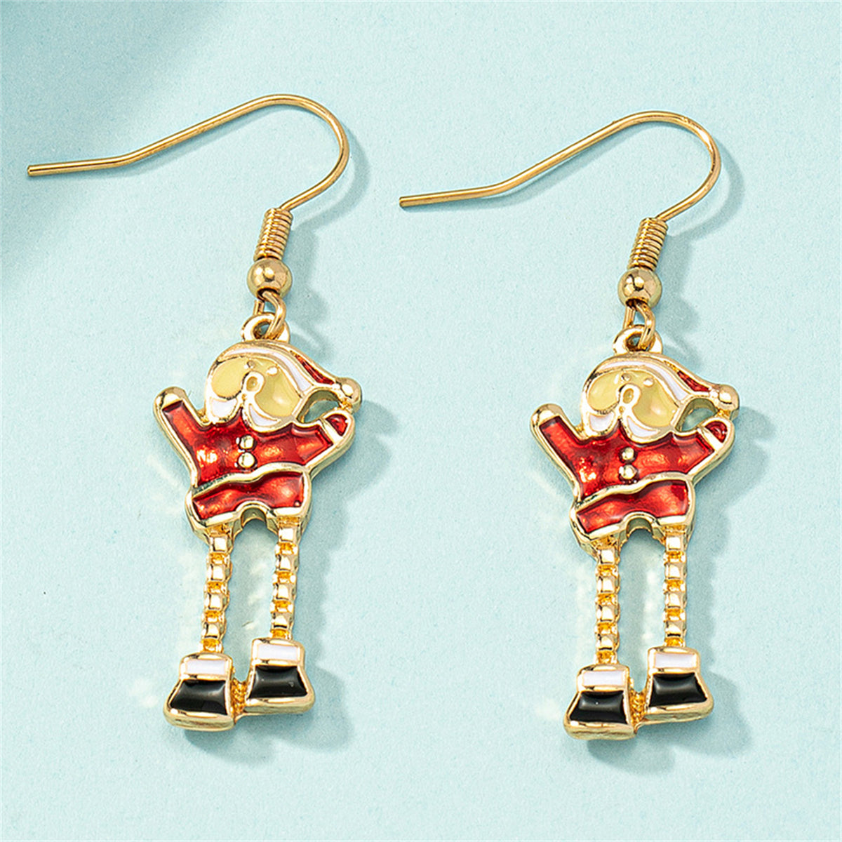 Red Enamel & 18K Gold-Plated Santa Drop Earrings