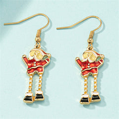 Red Enamel & 18K Gold-Plated Santa Drop Earrings