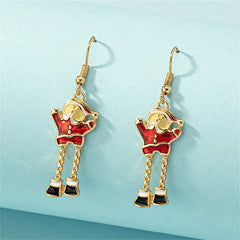 Red Enamel & 18K Gold-Plated Santa Drop Earrings
