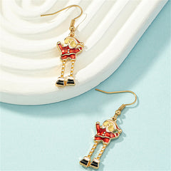 Red Enamel & 18K Gold-Plated Santa Drop Earrings
