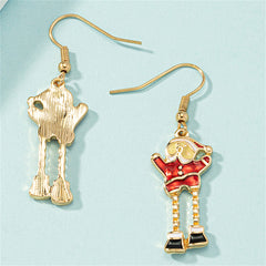 Red Enamel & 18K Gold-Plated Santa Drop Earrings
