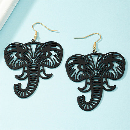 Black Enamel and 18K Gold-Plated Elephant Drop Earrings, gold drop earrings for women, lifestyle look