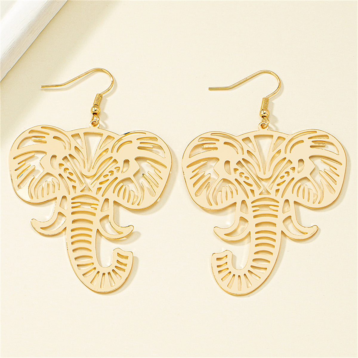 18K Gold-Plated Elephant Drop Earrings, gold drop earrings for women, dainty minimalist design, lifestyle look