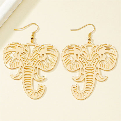 18K Gold-Plated Elephant Drop Earrings, gold drop earrings for women, dainty minimalist design, lifestyle look