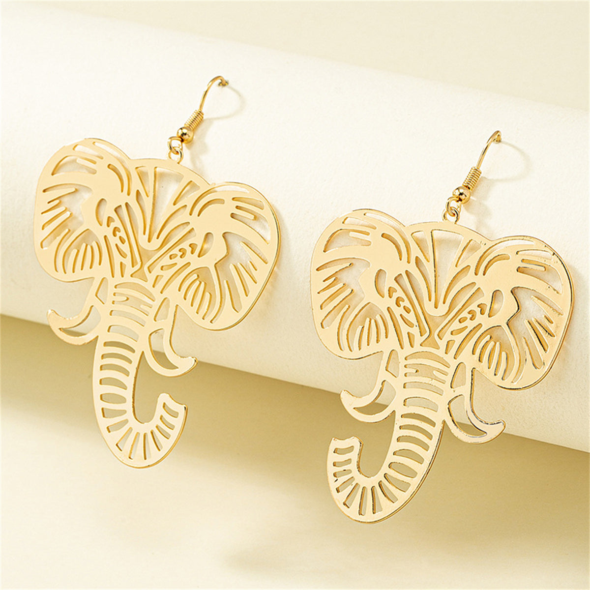 18K Gold-Plated Elephant Drop Earrings, gold drop earrings for women, dainty minimalist design, styled look