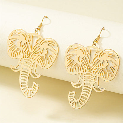 18K Gold-Plated Elephant Drop Earrings, gold drop earrings for women, dainty minimalist design, styled look