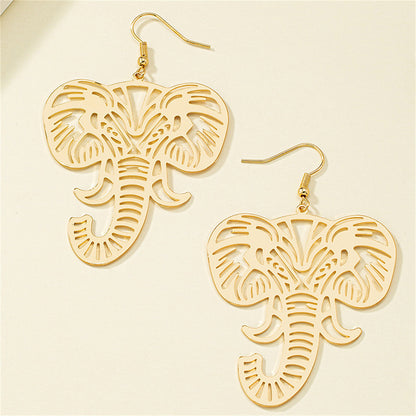 18K Gold-Plated Elephant Drop Earrings, gold drop earrings for women, dainty minimalist design, side view