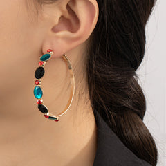 Blue & Black Crystal & Cubic Zirconia Hoop Earrings