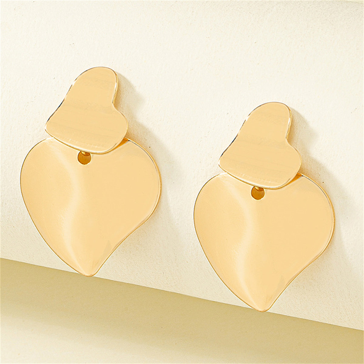 18K Gold-Plated Double Heart Drop Earrings