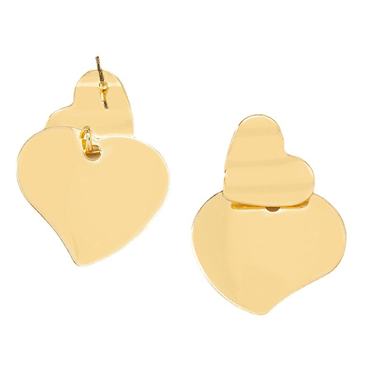18K Gold-Plated Double Heart Drop Earrings