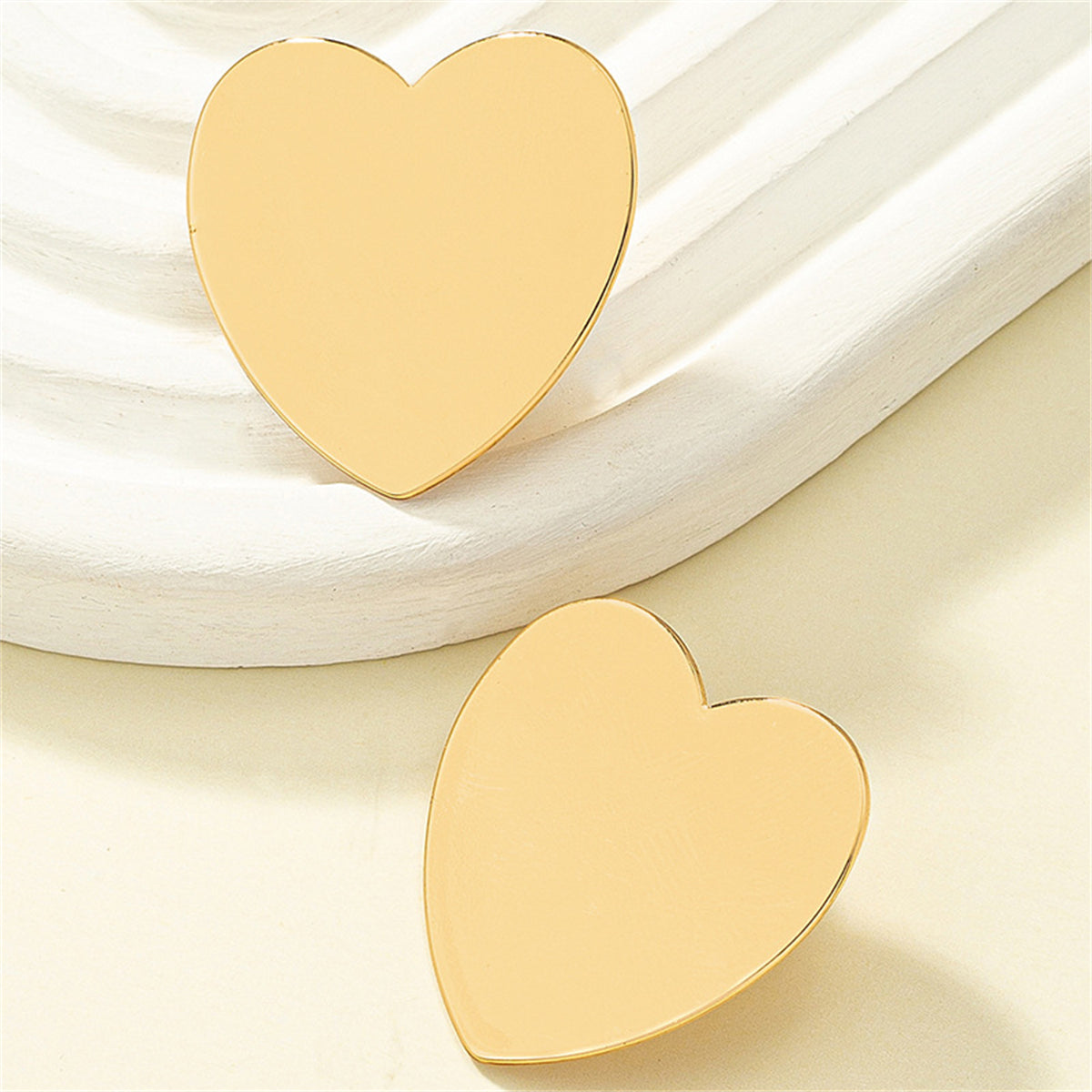 18K Gold-Plated Heart Stud Earrings, gold stud earrings for women, everyday style, lifestyle look