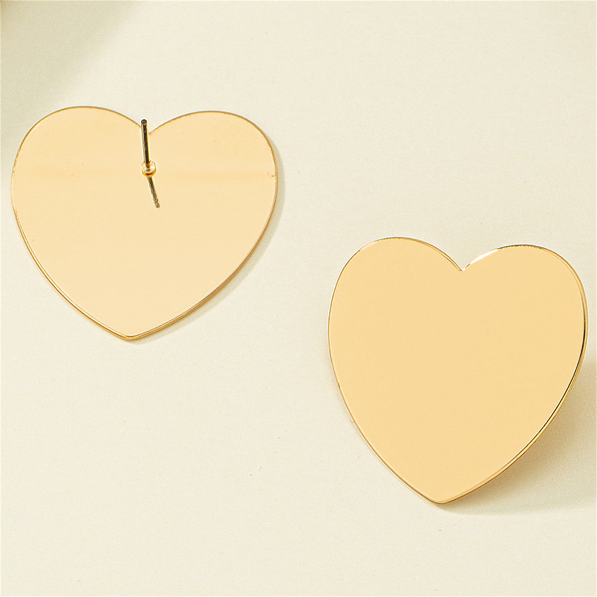 18K Gold-Plated Heart Stud Earrings, gold stud earrings for women, everyday style, styled look