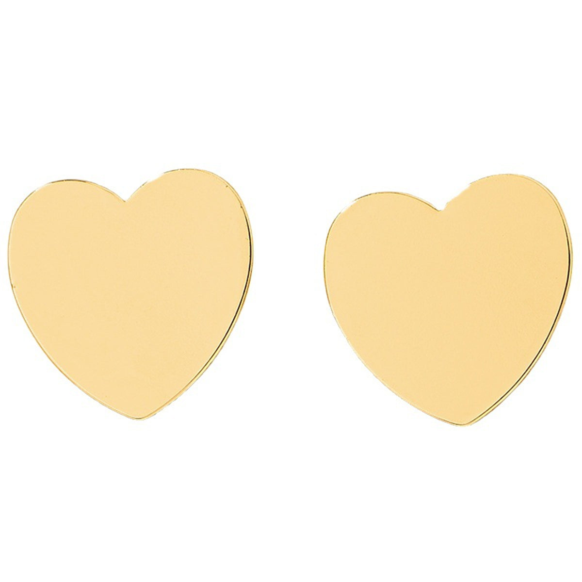 18K Gold-Plated Heart Stud Earrings, gold stud earrings for women, everyday style, side view