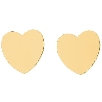 18K Gold-Plated Heart Stud Earrings, gold stud earrings for women, everyday style, side view