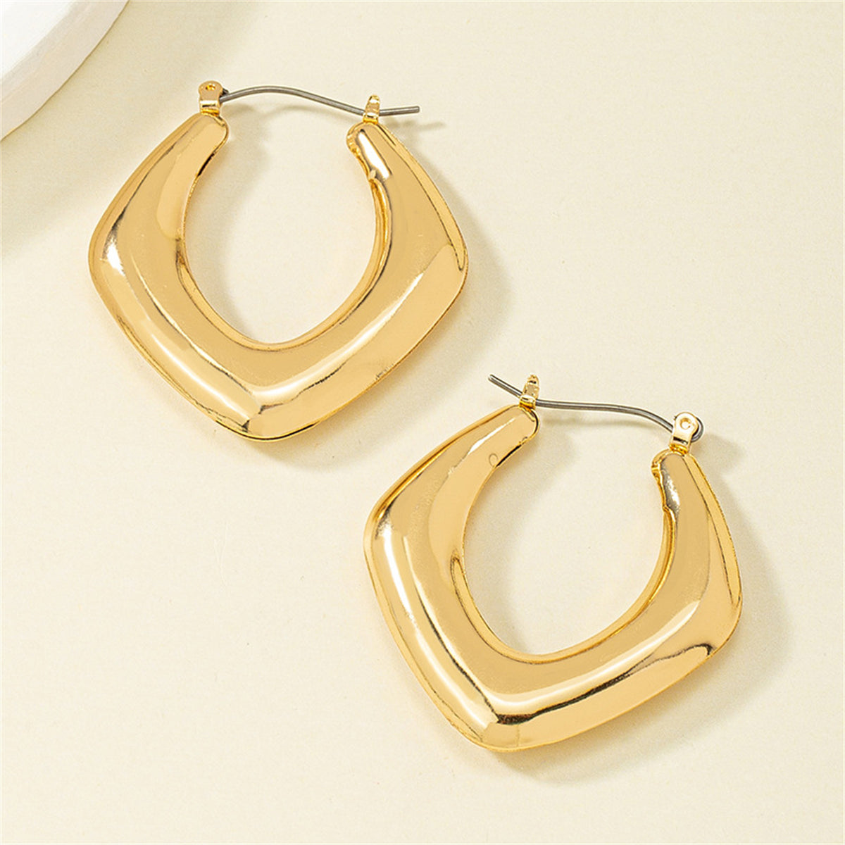 18K Gold-Plated Rhombus Hoop Earrings