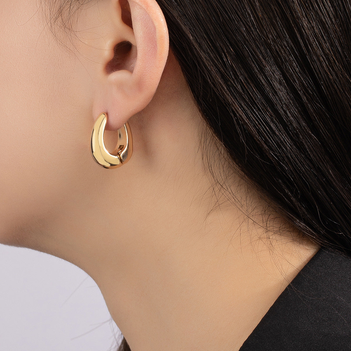18K Gold-Plated U-Shape Huggie Earrings