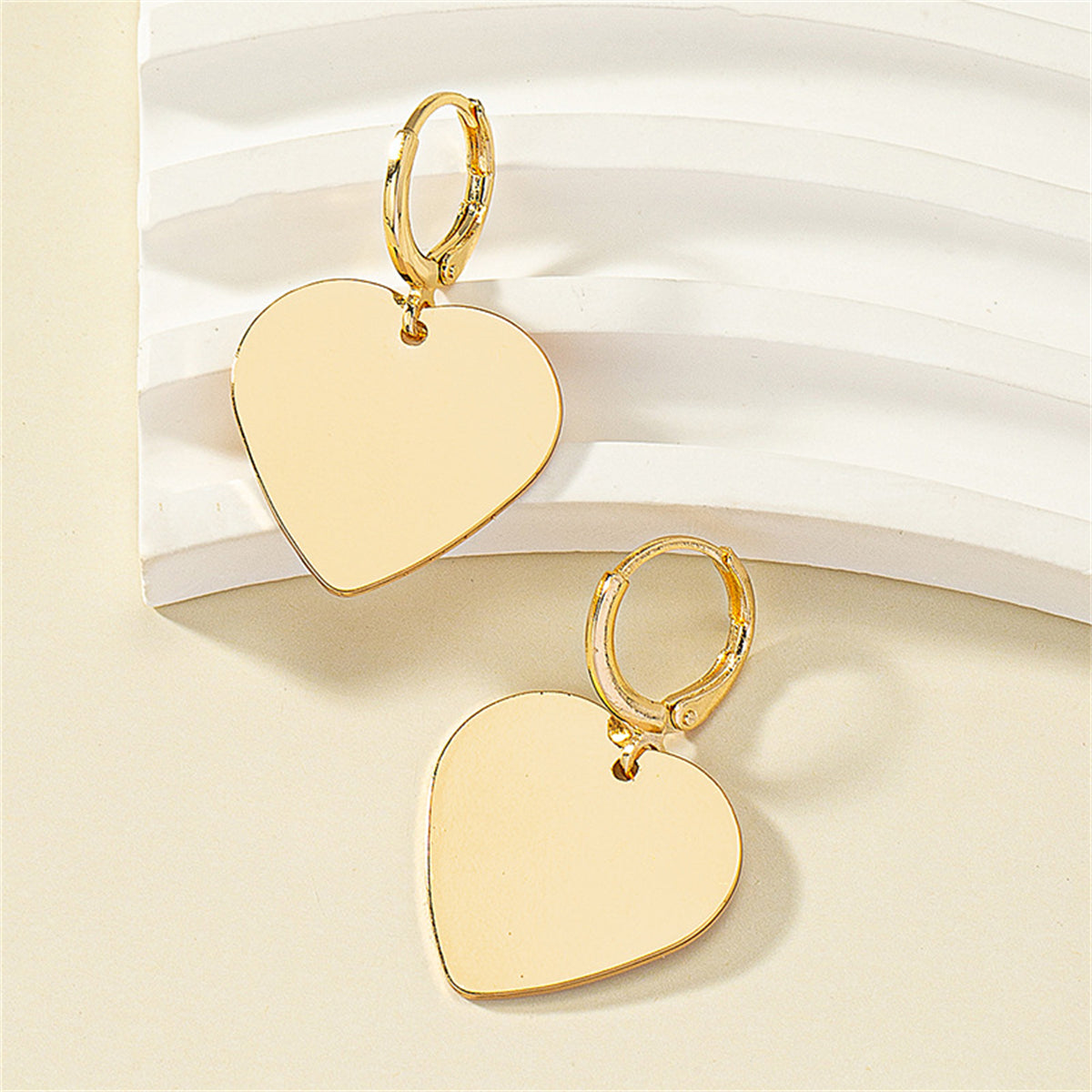 18K Gold-Plated Heart Huggie Earrings