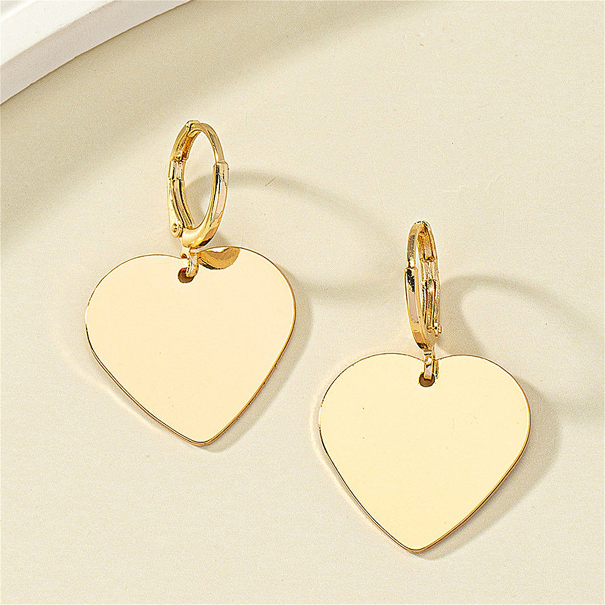 18K Gold-Plated Heart Huggie Earrings