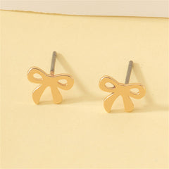 Elegant 18K gold-plated bow stud earrings, perfect for adding a touch of sophistication to any outfit.