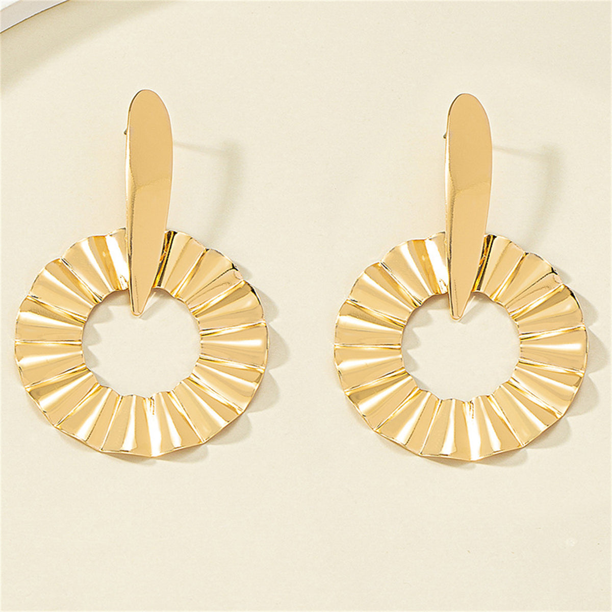 18K Gold-Plated Open Lotus Leaf Drop Earrings