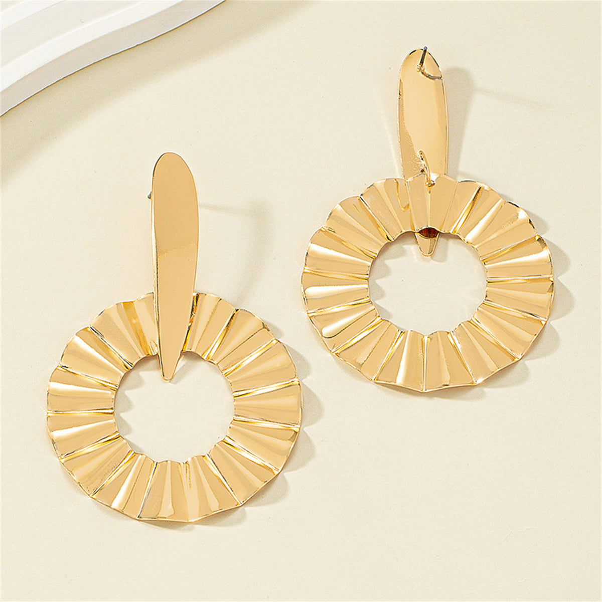 18K Gold-Plated Open Lotus Leaf Drop Earrings