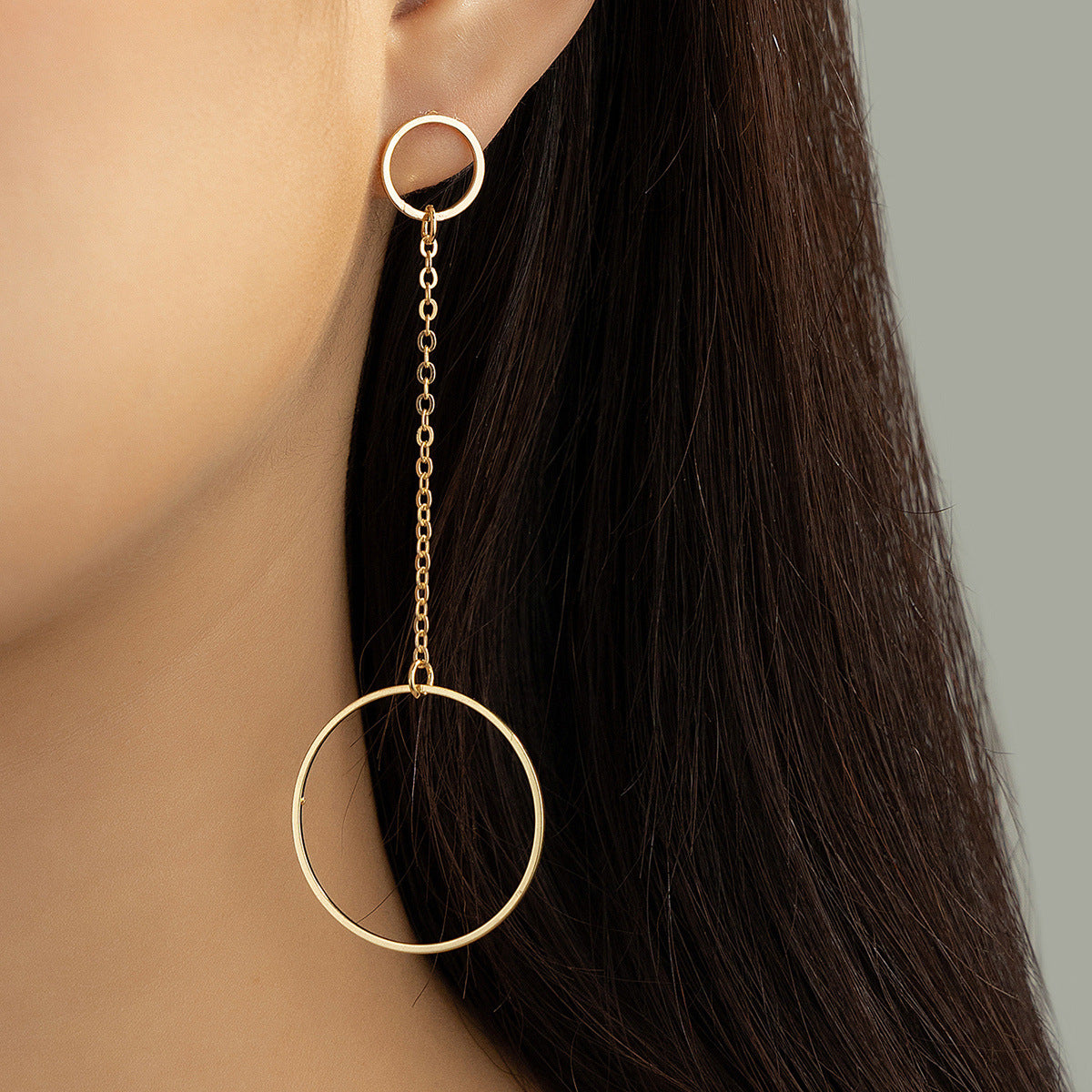18K Gold-Plated Openwork Circles Drop Earrings
