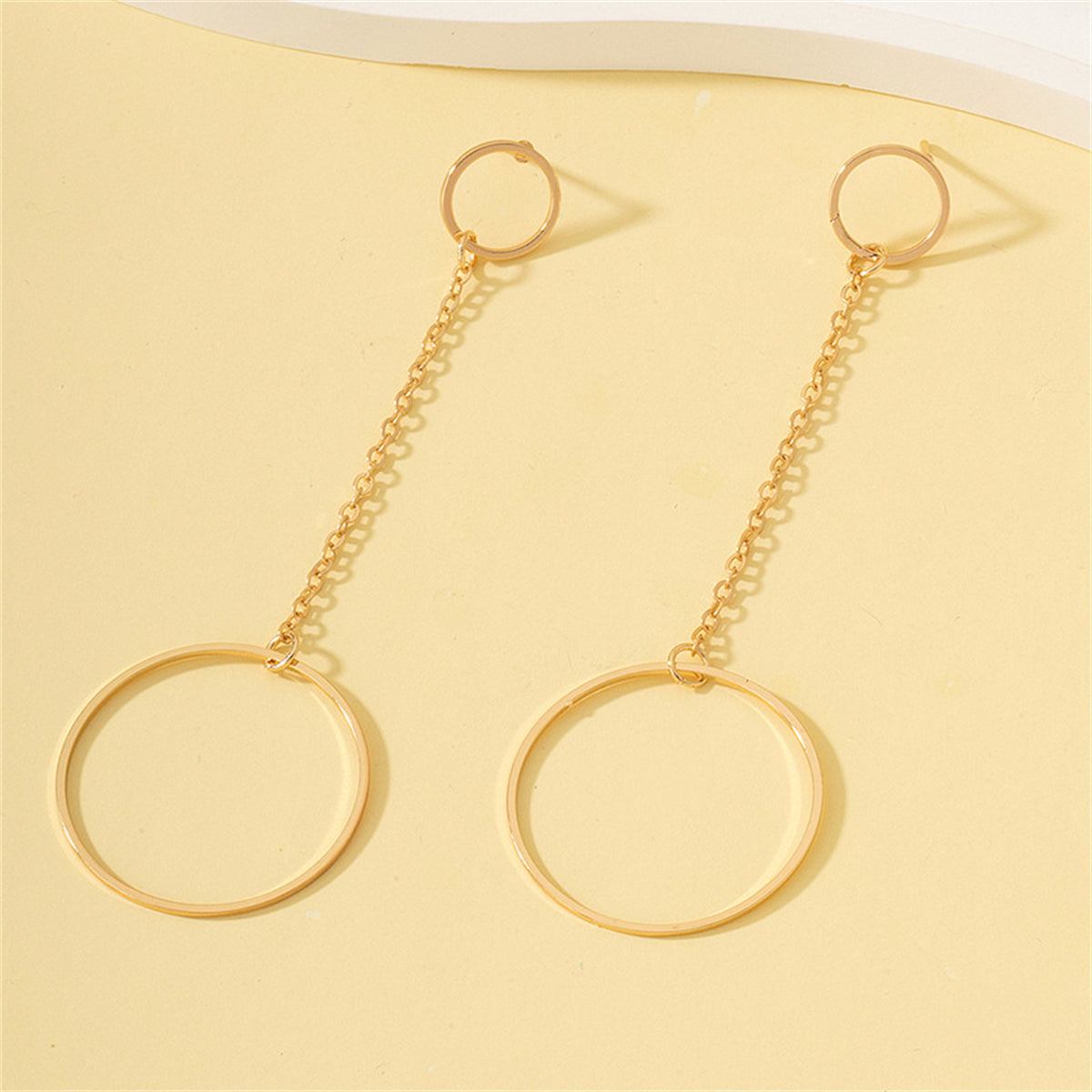 18K Gold-Plated Openwork Circles Drop Earrings