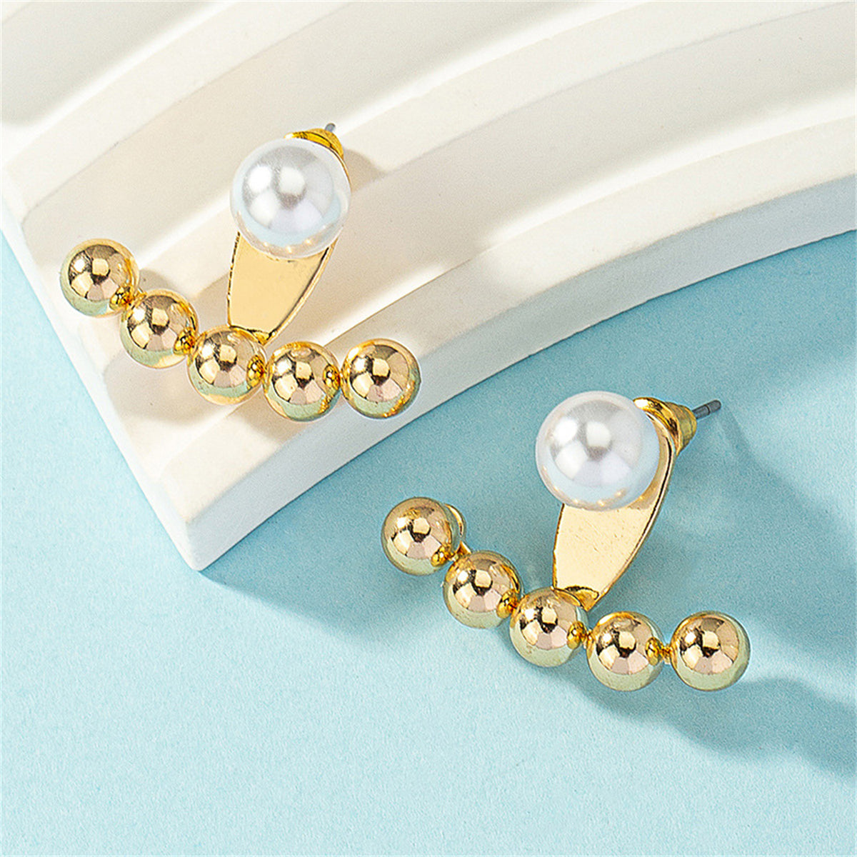 Pearl & 18K Gold-Plated Anchor Ear Jackets