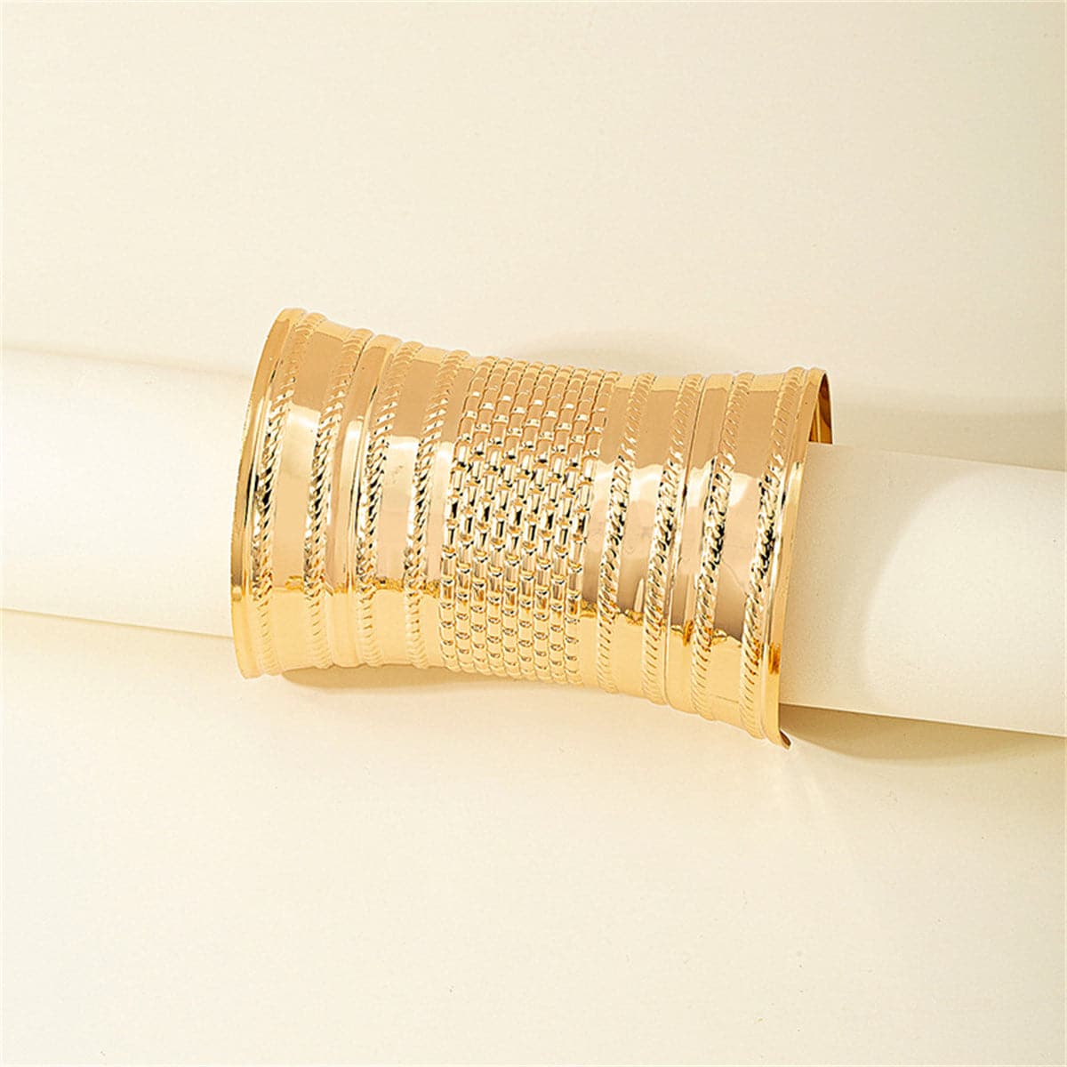 18K Gold-Plated Wrap Cuff, gold bracelet for women, dainty minimalist design, side view