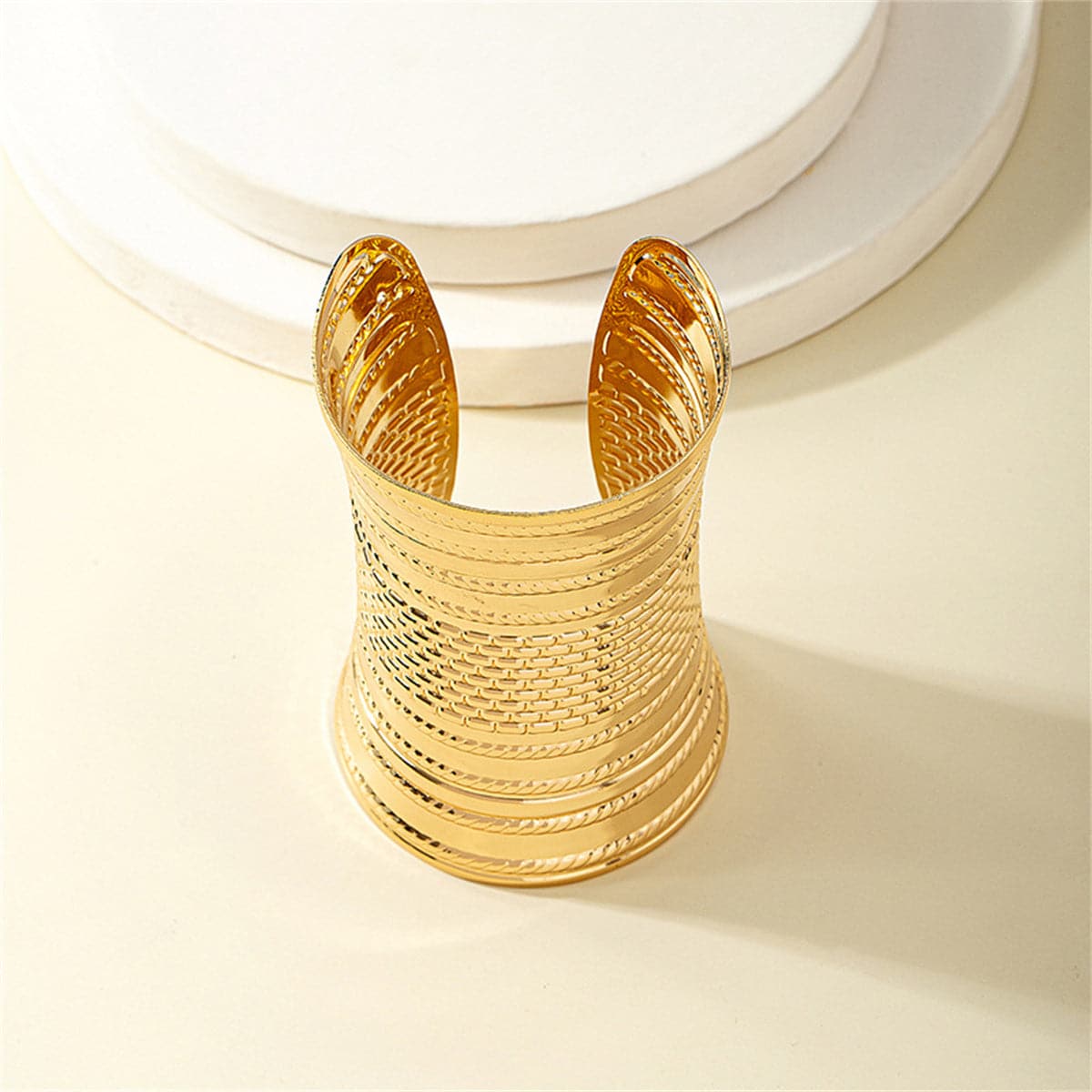 18K Gold-Plated Wrap Cuff, gold bracelet for women, dainty minimalist design, front view