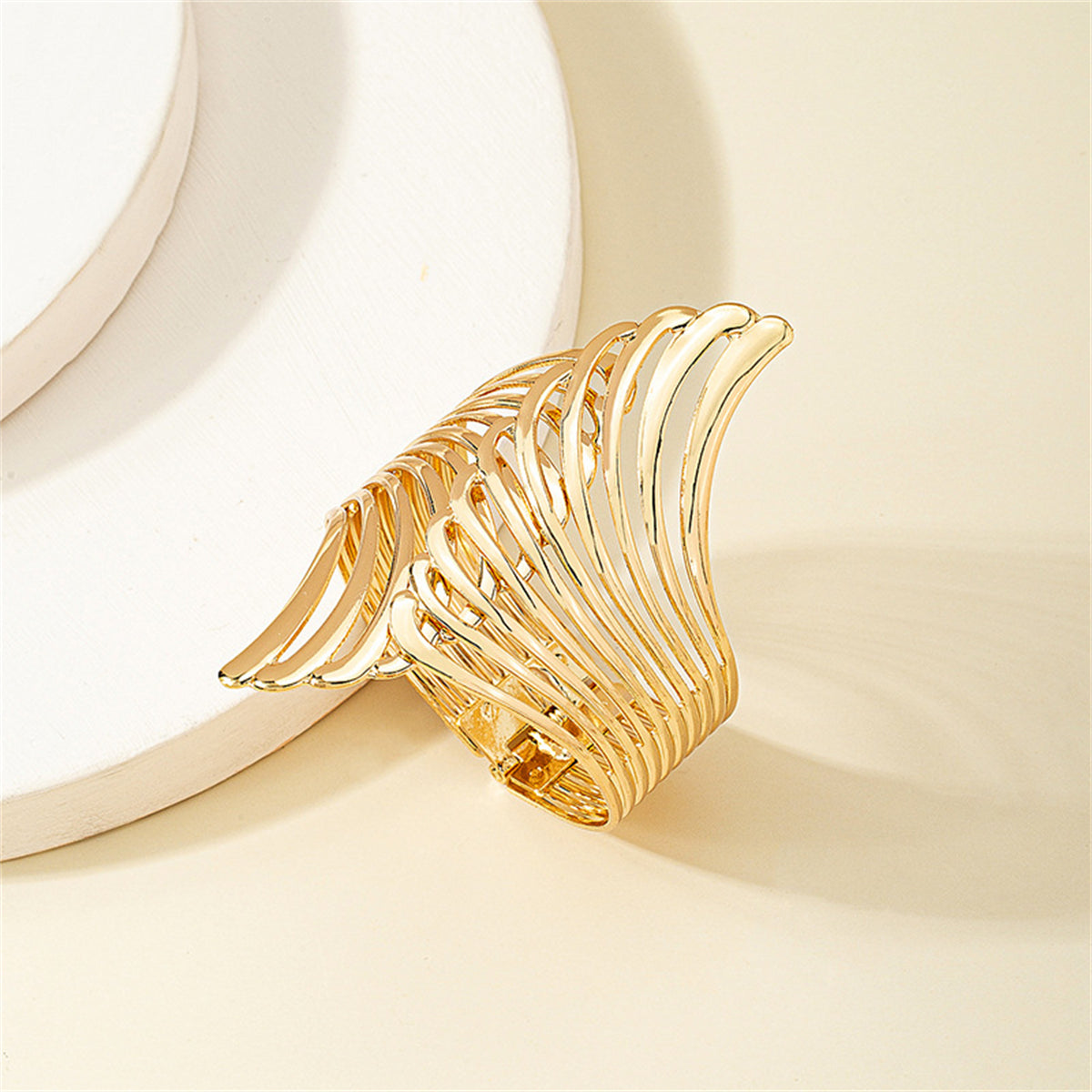 18K Gold-Plated Wing Bypass Hinge Bangle