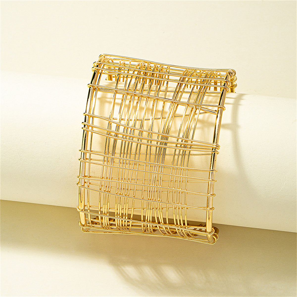18K Gold-Plated Web Cuff, gold bracelet for women, dainty minimalist design, detail close-up