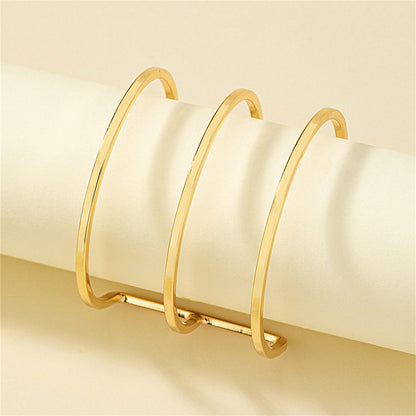 18K Gold-Plated Layered Cuff, gold bracelet for women, dainty minimalist design, side view