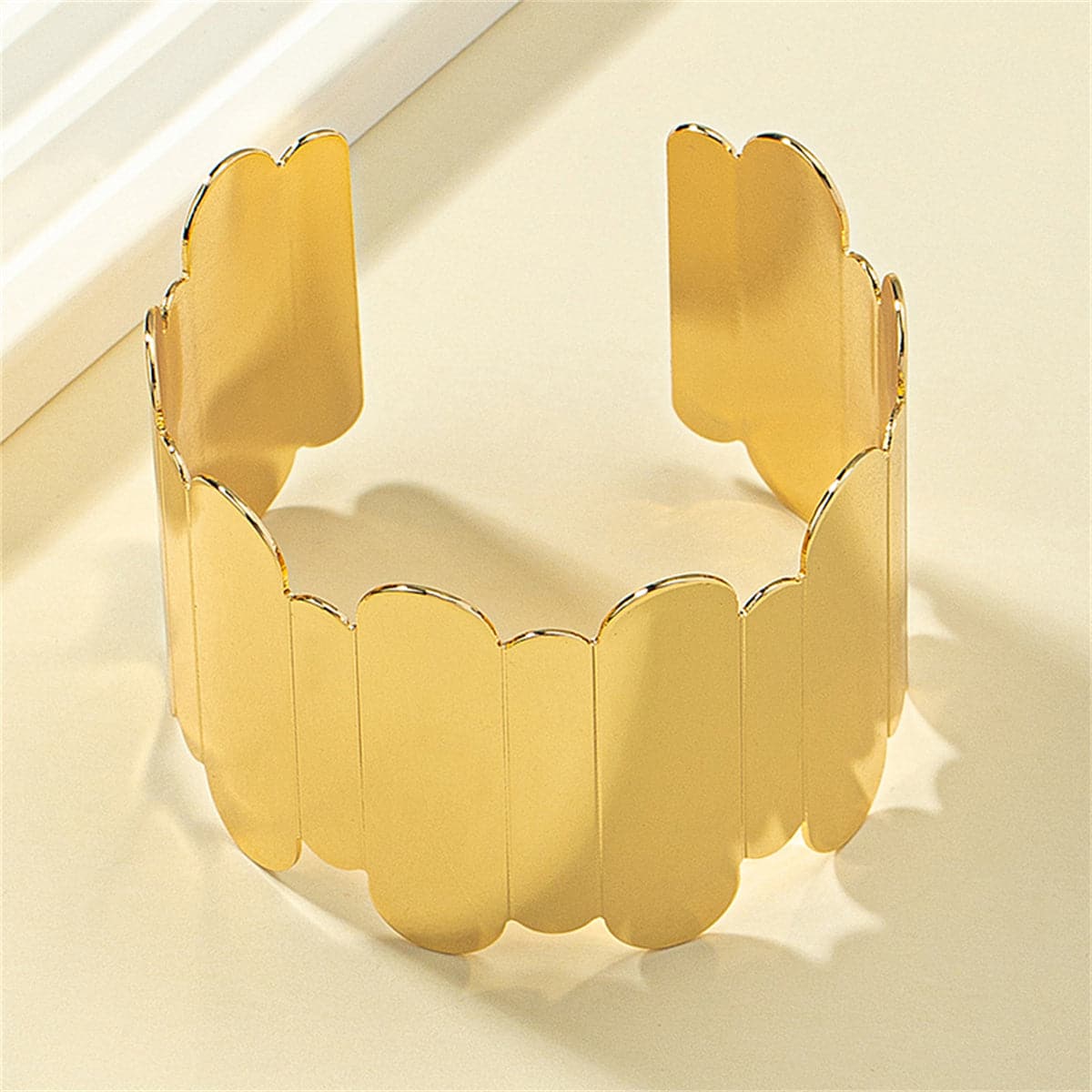 18K Gold-Plated Uneven Oval Cuff, gold bracelet for women, everyday style, lifestyle look