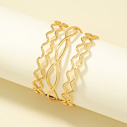 18K Gold-Plated Swivel Heartbeat Layered Cuff, gold bracelet for women, everyday style, lifestyle look