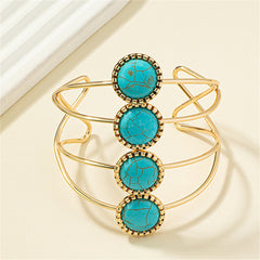 Turquoise & 18K Gold-Plated Four-Layer Cuff