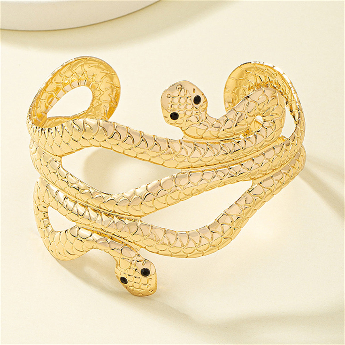 Cubic Zirconia & 18K Gold-Plated Snake Cuff