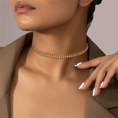18K Gold-Plated Fishbone Choker Necklace