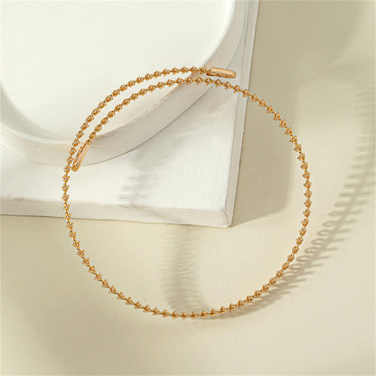 18K Gold-Plated Fishbone Choker Necklace, chunky gold choker necklace, everyday style, side view