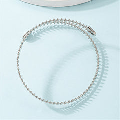 Silver-Plated Fishbone Choker Necklace