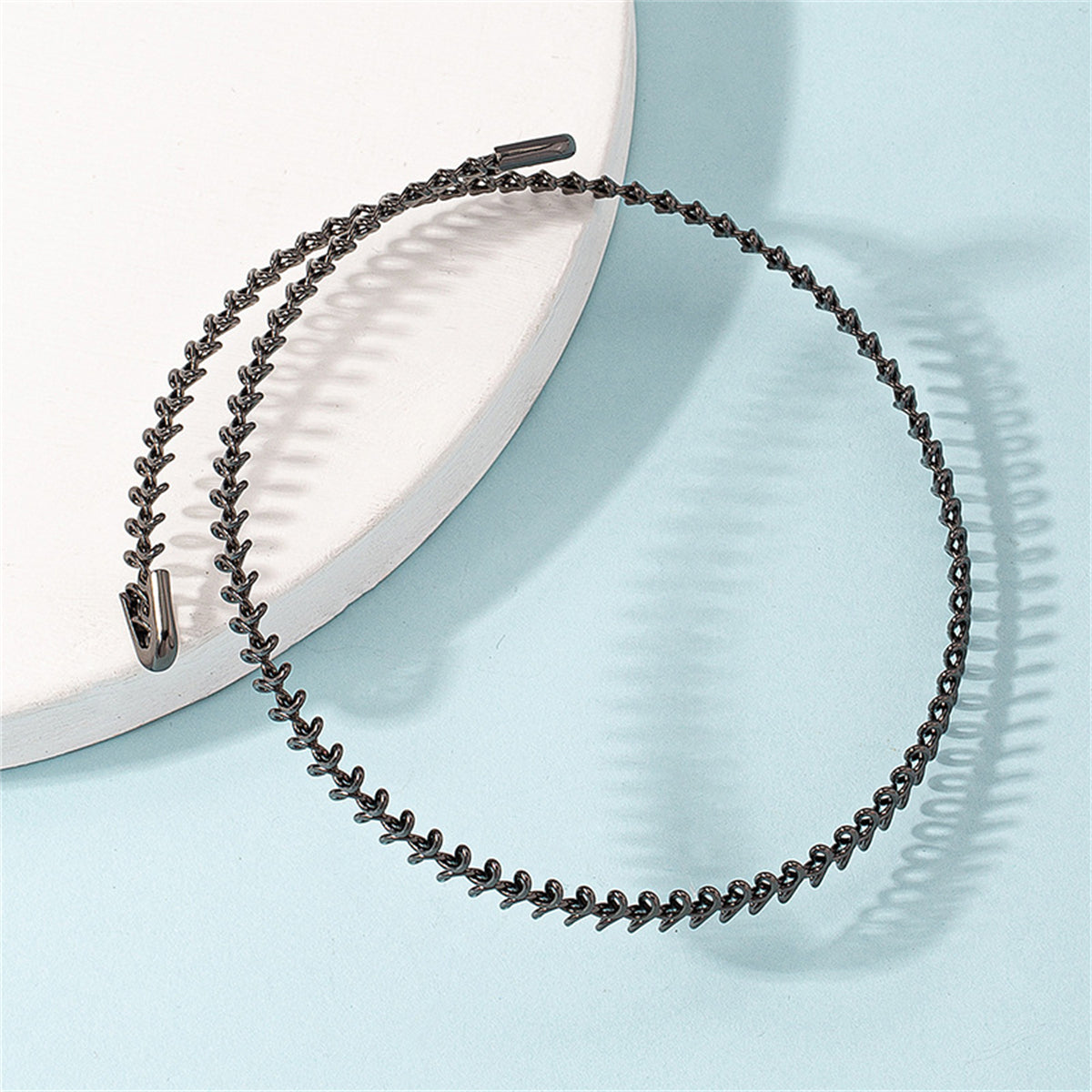 Black Fishbone Choker Necklace, chunky choker necklace, botanical inspired, lifestyle look